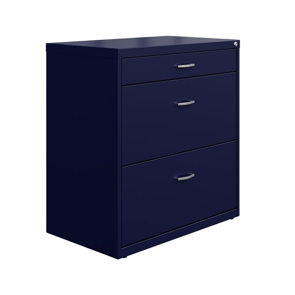 Space Solutions 30 in.W 3 Drawer Lateral File Cabinet for Home/Office, Fits Letter/Legal Sizes, Navy 25073